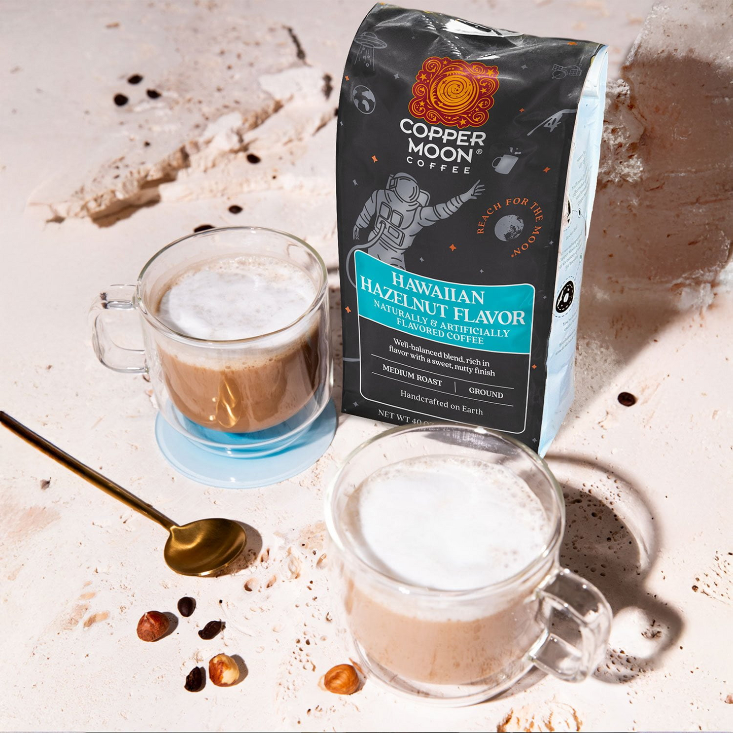 Copper Moon Coffee 코퍼 문 하와이안 헤이즐넛 미디엄 로스트 분쇄커피 - 40 oz (1134g)