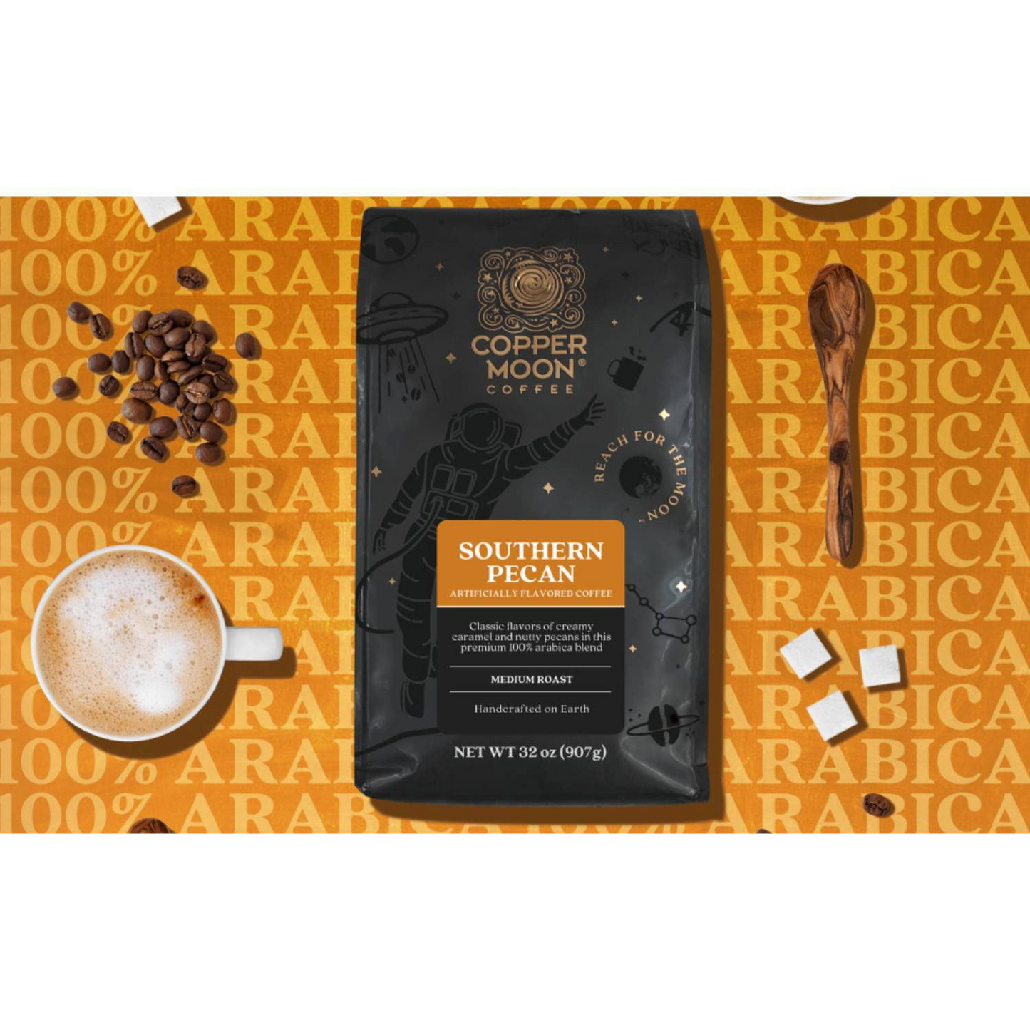 Copper Moon Coffee 코퍼 문 서던 피칸 미디엄 로스트 홀빈 원두 - 32 oz (907g)
