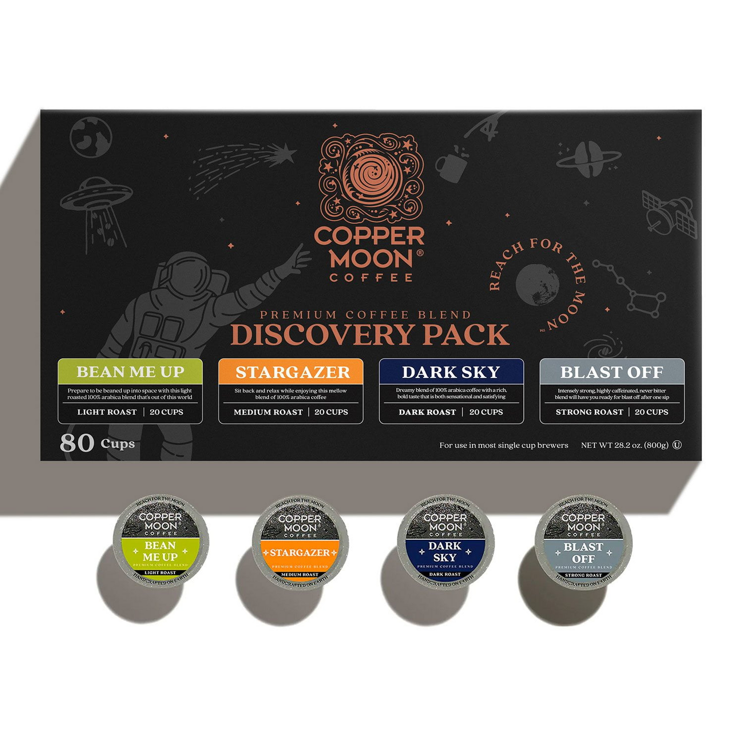 Copper Moon Coffee 코퍼 문 버라이어티 로스트 디스커버리 팩 팟 (K-컵) - 80개입
