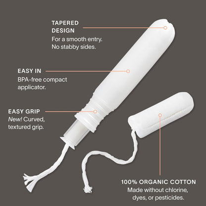 Cora Organic Cotton Tampons - Regular Absorbency - Unscented - 36 Count