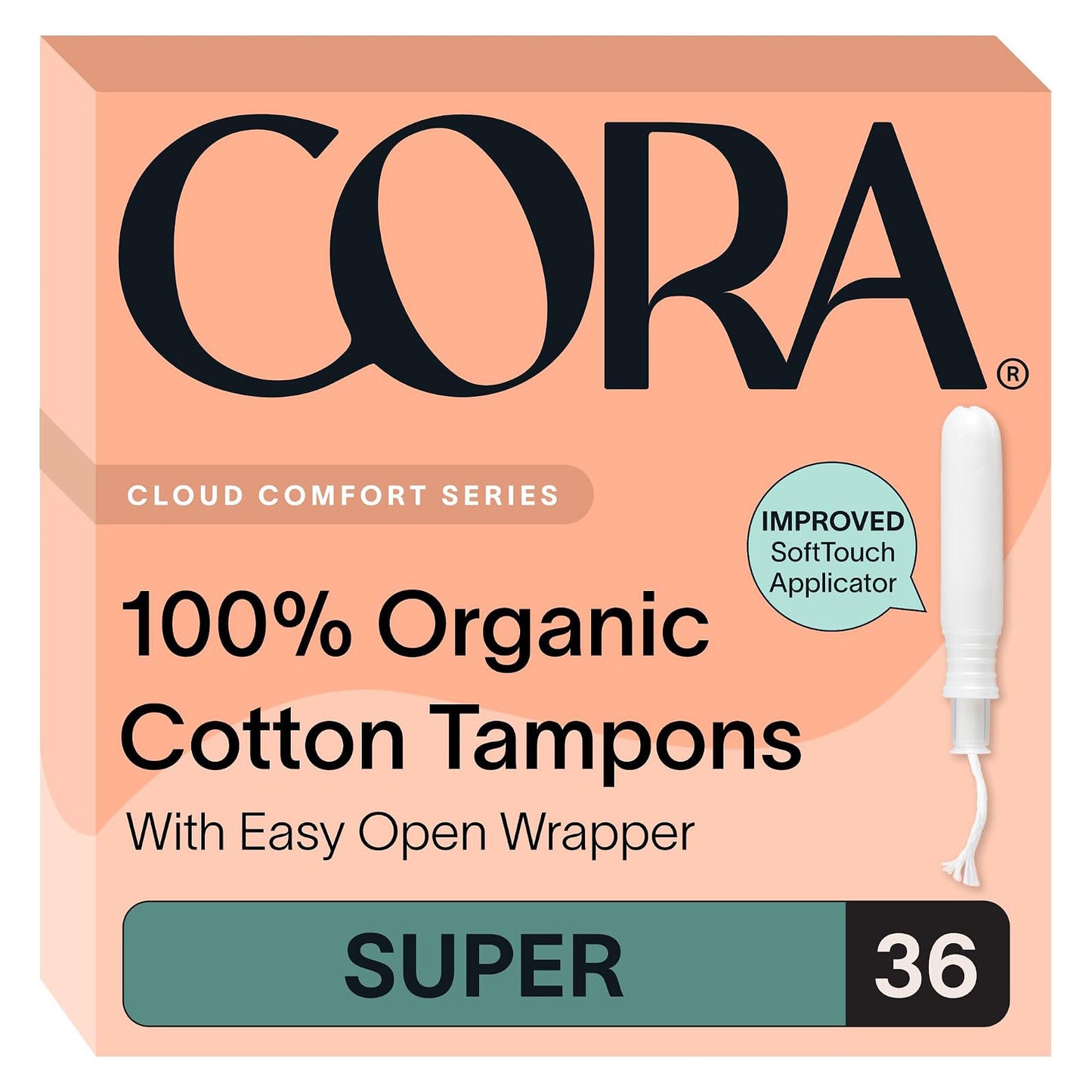 Cora Organic Cotton Tampons - Super Absorbency - Unscented - 36 Count