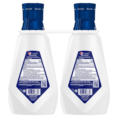 Crest 3D White Strength Whitening Mouthwash — Clean Mint, Family 2-Pack, Alcohol-Free, Higher-Concentration Hydrogen Peroxide for Intensive Whitening (2 × 32 fl oz)