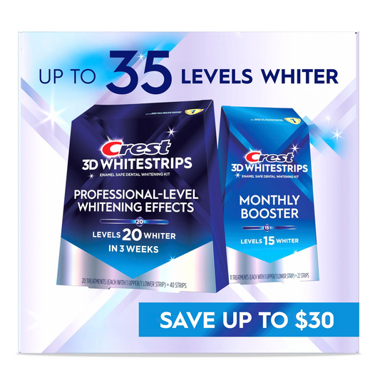 Crest 3D Whitestrips Professional Effects + Supreme Bright Bonus Brightening — Dual Pack Whitening Kit, 20 Professional Strips + 10 Brightening Strips (Hydrogen Peroxide, At-Home Treatment)