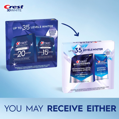 Crest 3D Whitestrips Professional Effects + Supreme Bright Bonus Brightening — Dual Pack Whitening Kit, 20 Professional Strips + 10 Brightening Strips (Hydrogen Peroxide, At-Home Treatment)