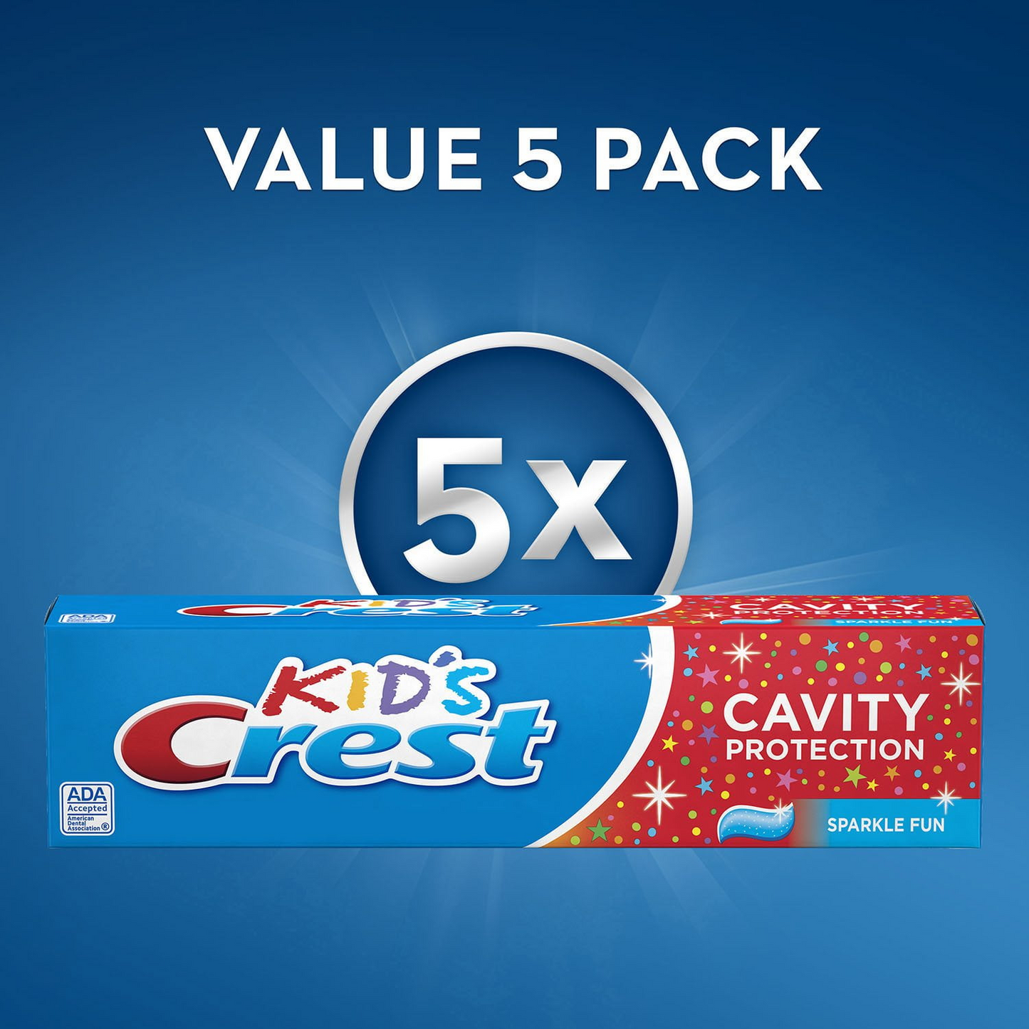 Crest Kid's Sparkle Fun Toothpaste — Family 5-Pack, Classic Kid's Cavity Prevention with Sparkle Visual Appeal (5 × 4.6 oz)