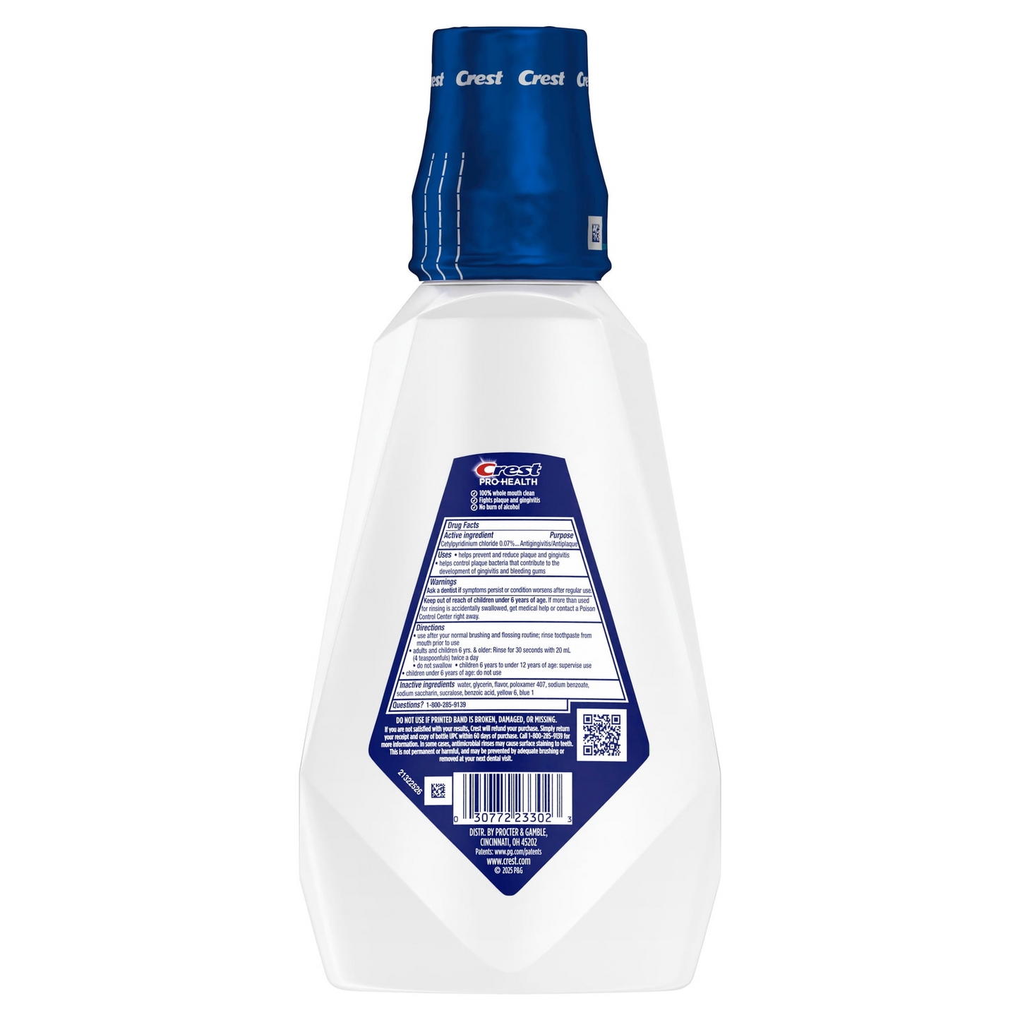 Crest Pro-Health All Day Clean Breath Mouthwash — Spearmint, Alcohol-Free, Antigingivitis + Antiplaque CPC Formula (1 L / 33.8 fl oz)