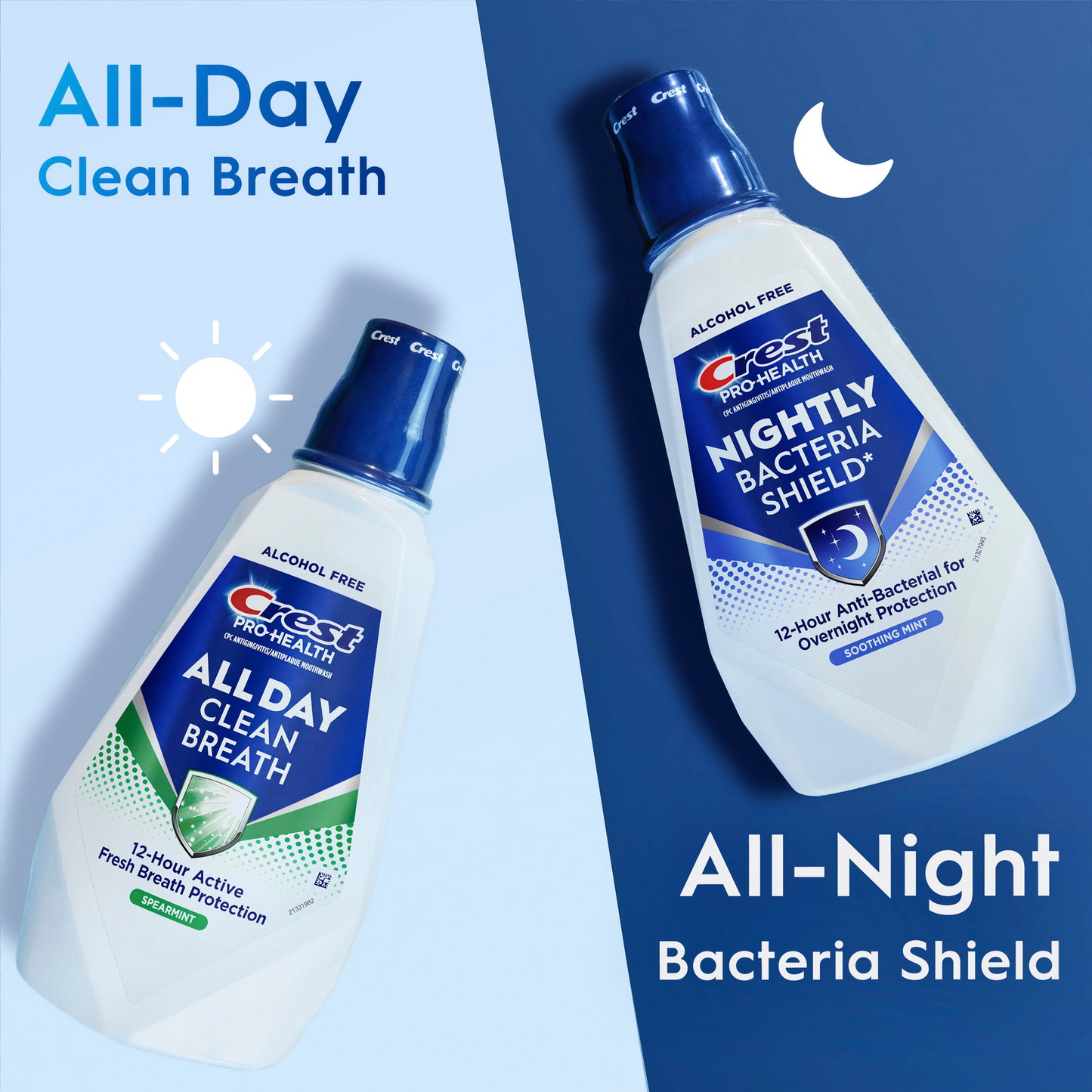 Crest Pro-Health All Day Clean Breath Mouthwash — Spearmint, Alcohol-Free, Antigingivitis + Antiplaque CPC Formula (1 L / 33.8 fl oz)