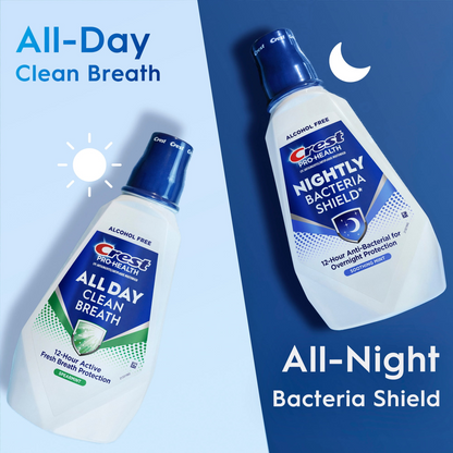 Crest Pro-Health All Day Clean Breath Mouthwash — Spearmint, Alcohol-Free, Antigingivitis + Antiplaque CPC Formula (1 L / 33.8 fl oz)