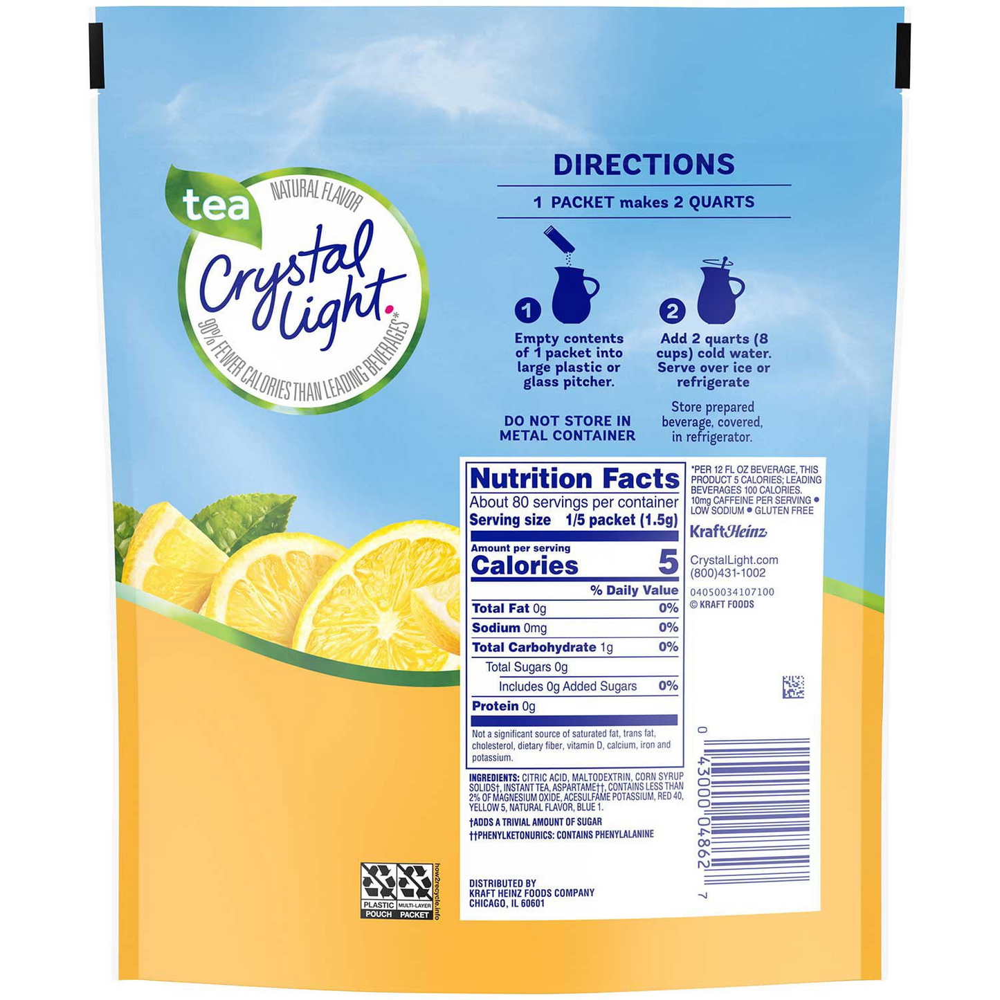 Crystal Light Lemon Iced Tea Powdered Drink Mix - 16 Packets