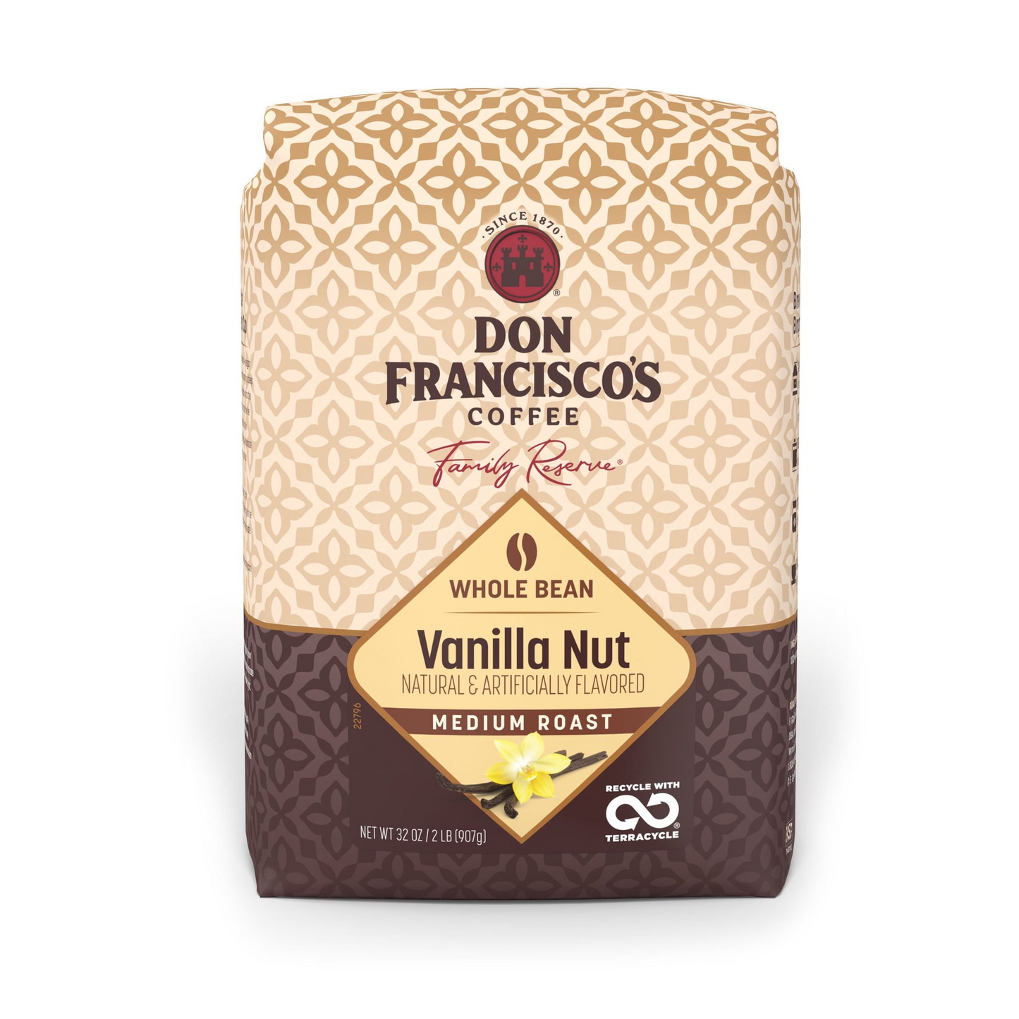 Don Francisco's Coffee 돈 프란시스코 바닐라 넛 미디엄 로스트 홀빈 원두 - 32 oz (907g)