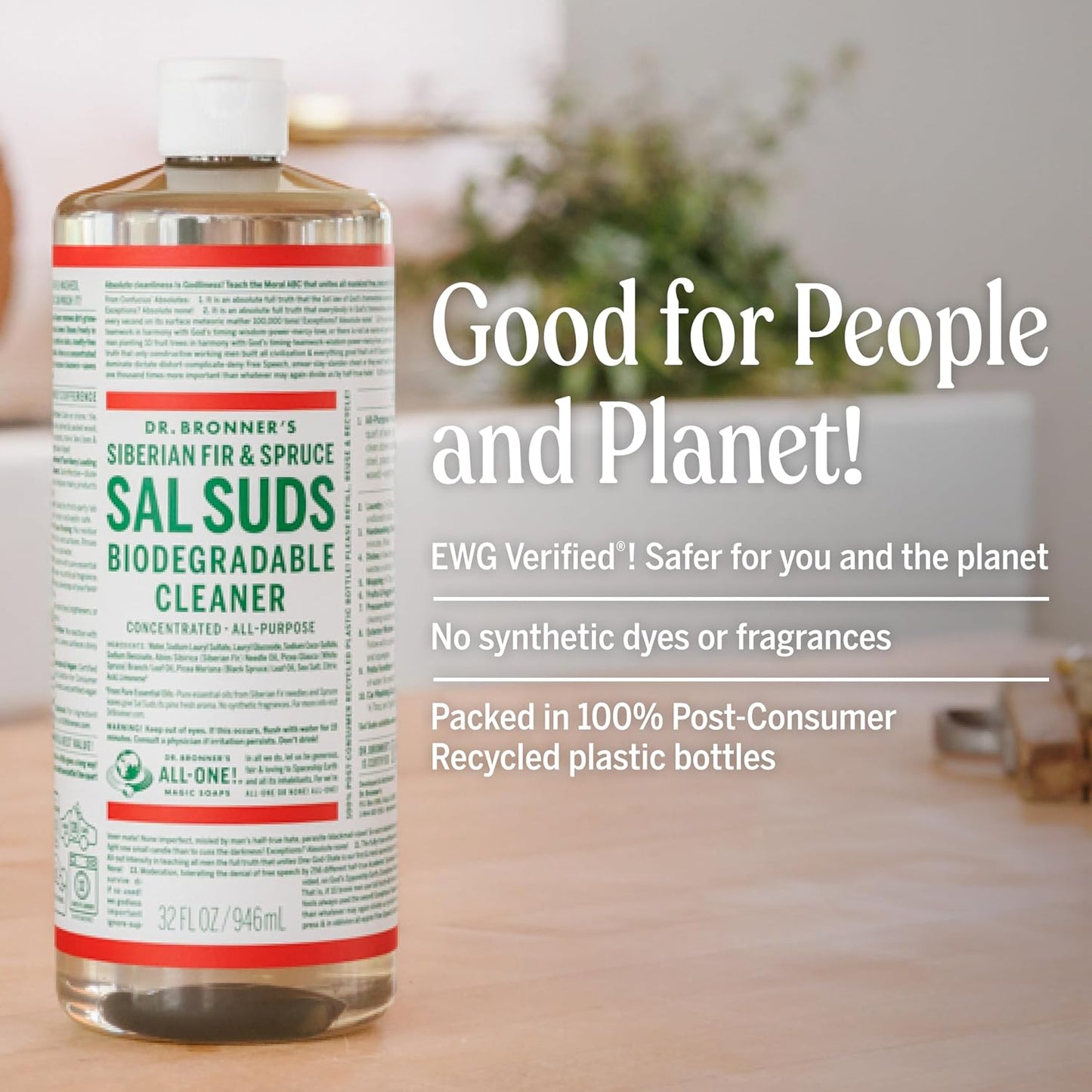 Dr. Bronner's 닥터 브로너스 살 수즈 다목적 세정제 - 퍼 앤 스프러스 - 3785mL (128 fl oz)