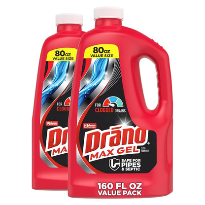 Drano 드라노 맥스 겔 배수구 클리너 - 2366mL (80 fl oz) × 2개