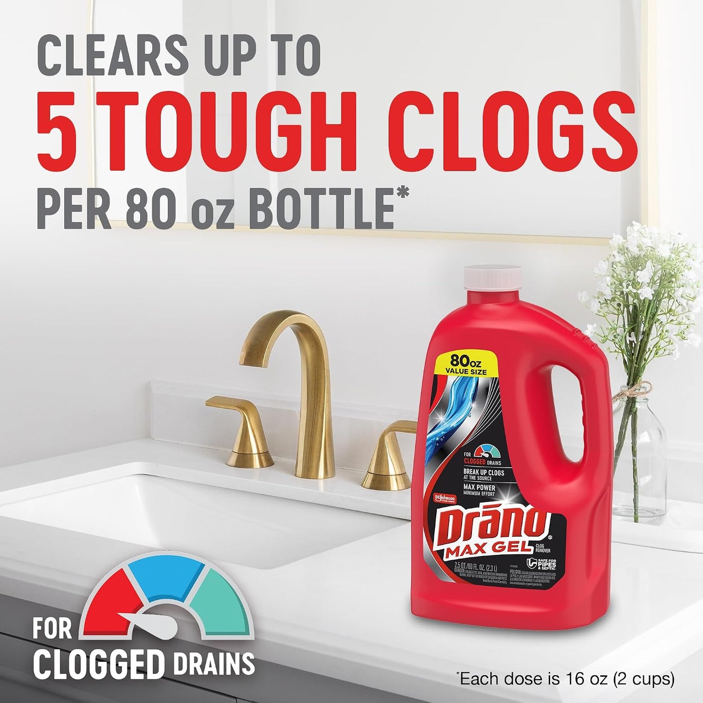 Drano 드라노 맥스 겔 배수구 클리너 - 2366mL (80 fl oz) × 2개