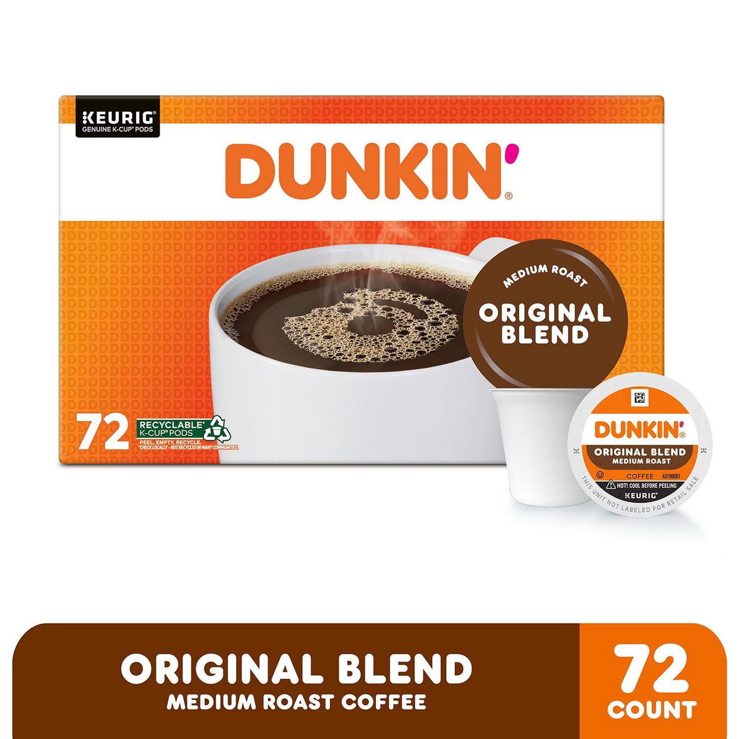 Dunkin' 던킨 오리지널 블렌드 미디엄 로스트 팟 (K-컵) - 72개입