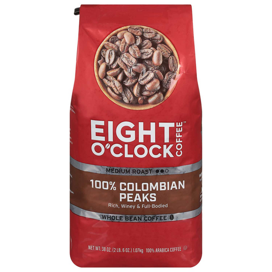 Eight O'Clock 100% Colombian Peaks Medium Roast Whole Bean Coffee - 38 oz (1077g)