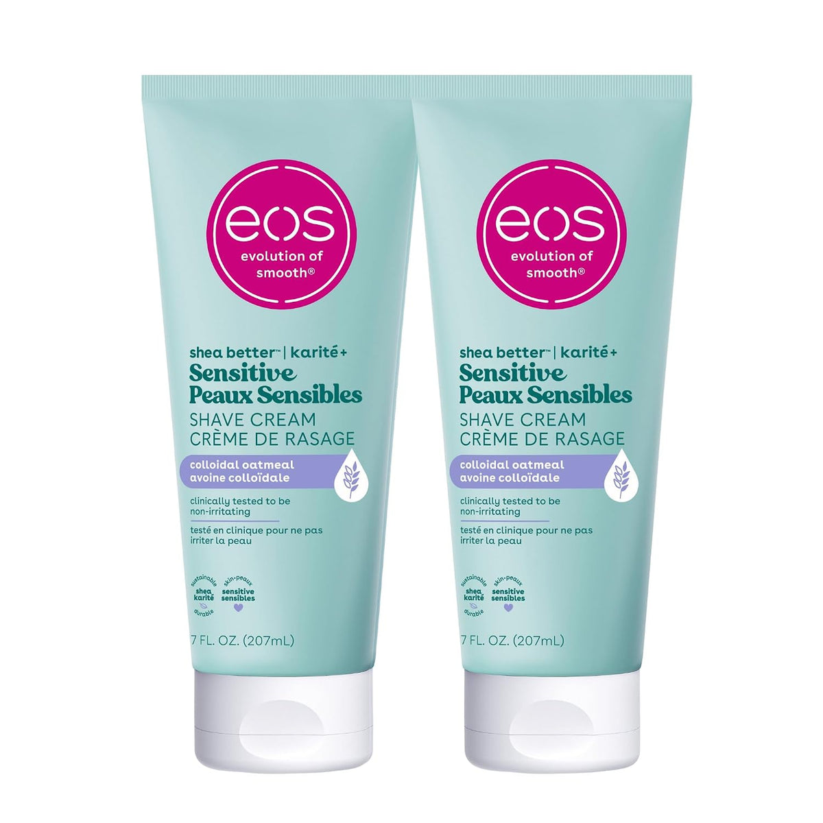 eos Shea Better Sensitive Shave Cream - Fragrance-Free - 7 fl oz (207mL) × 2 Bottles