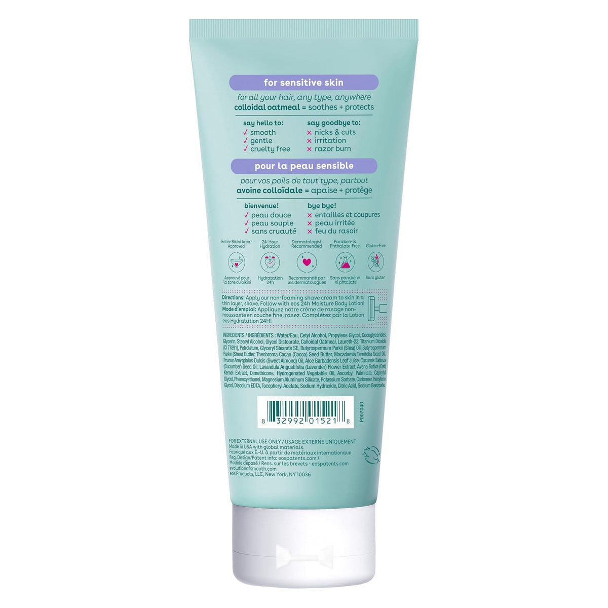 eos Shea Better Sensitive Shave Cream - Fragrance-Free - 7 fl oz (207mL) × 2 Bottles