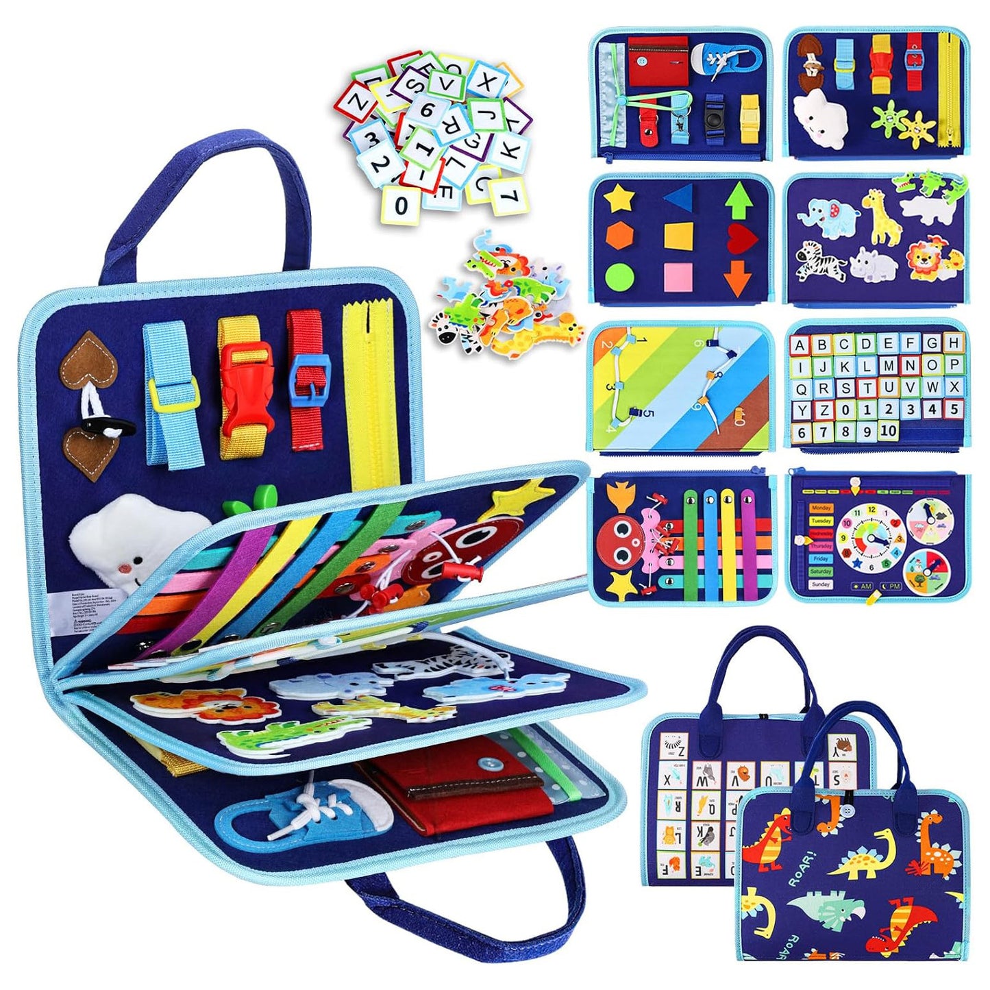 Esjay Toddler Busy Board — Sensory Activity Book with Buckles, Zippers & Practical Life Skills (Ages 1-4)