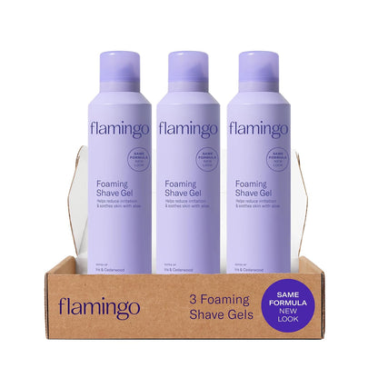 Flamingo 플라밍고 폼 쉐이빙 젤 - 아이리스 & 시더우드 - 190g (6.7 oz) × 3개