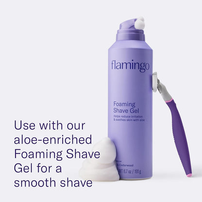 Flamingo Razor Set - Handle, 4 Refills & Shower Holder