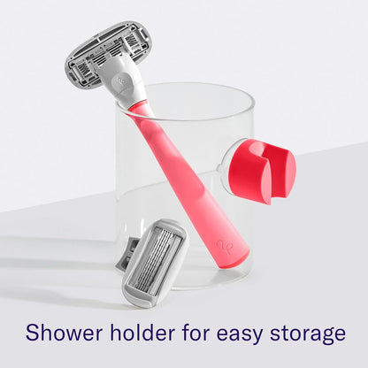Flamingo Razor Set - Handle, 4 Refills & Shower Holder