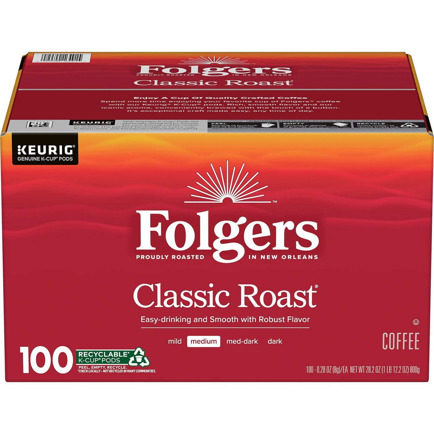 Folgers 폴저스 클래식 로스트 미디엄 팟 (K-컵) - 100개입