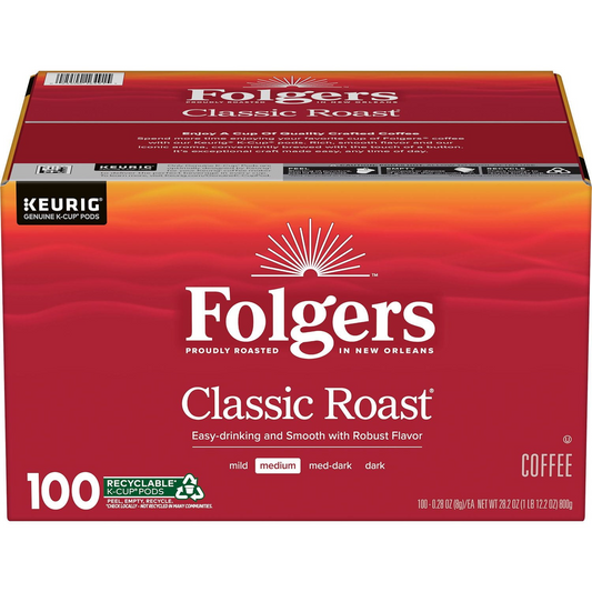Folgers Classic Roast Medium Pods (K-Cup) - 100 ct