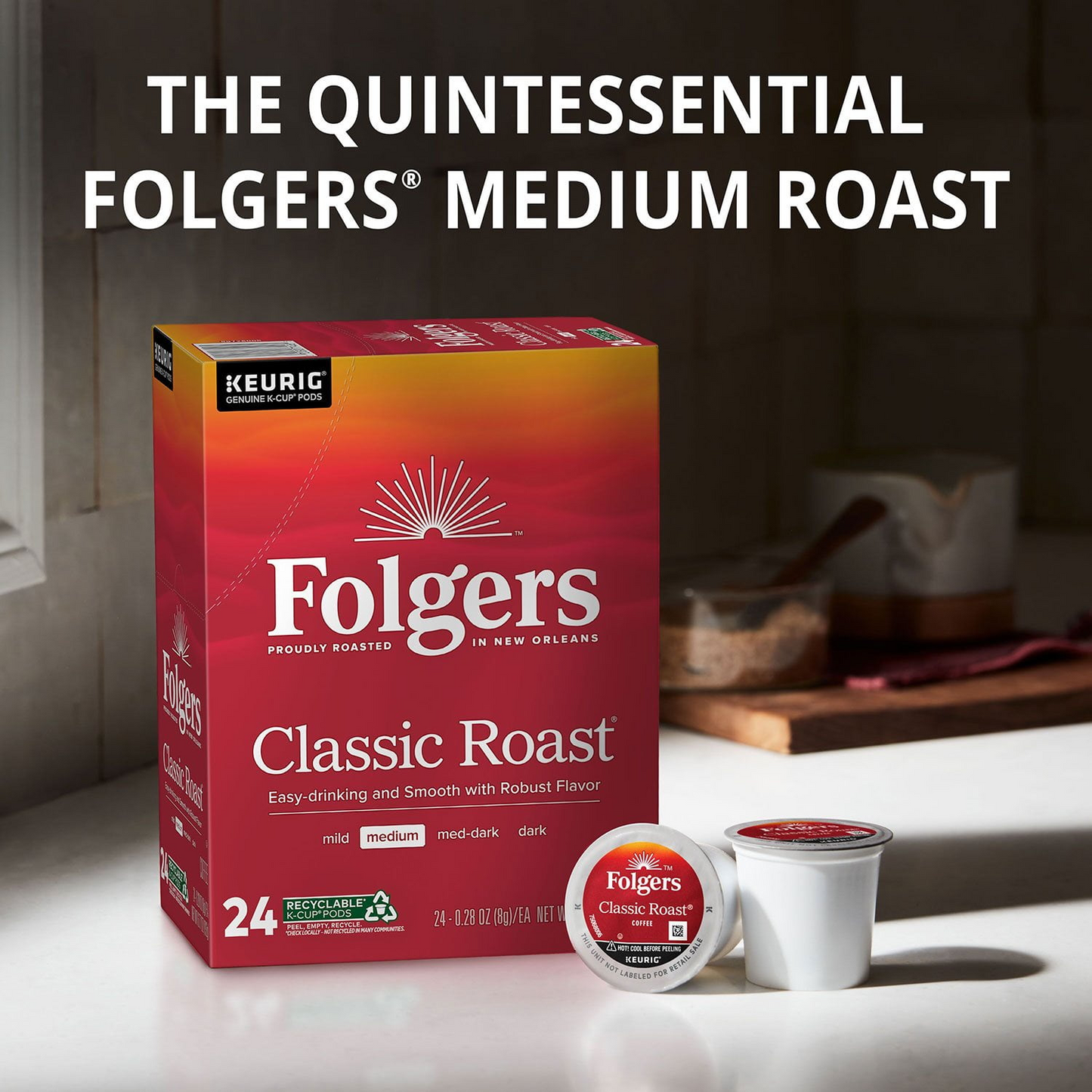 Folgers 폴저스 클래식 로스트 미디엄 팟 (K-컵) - 100개입