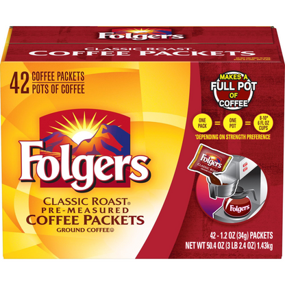 Folgers 폴저스 클래식 로스트 분쇄 포션팩 - 1.2 oz (34g) x 42개입