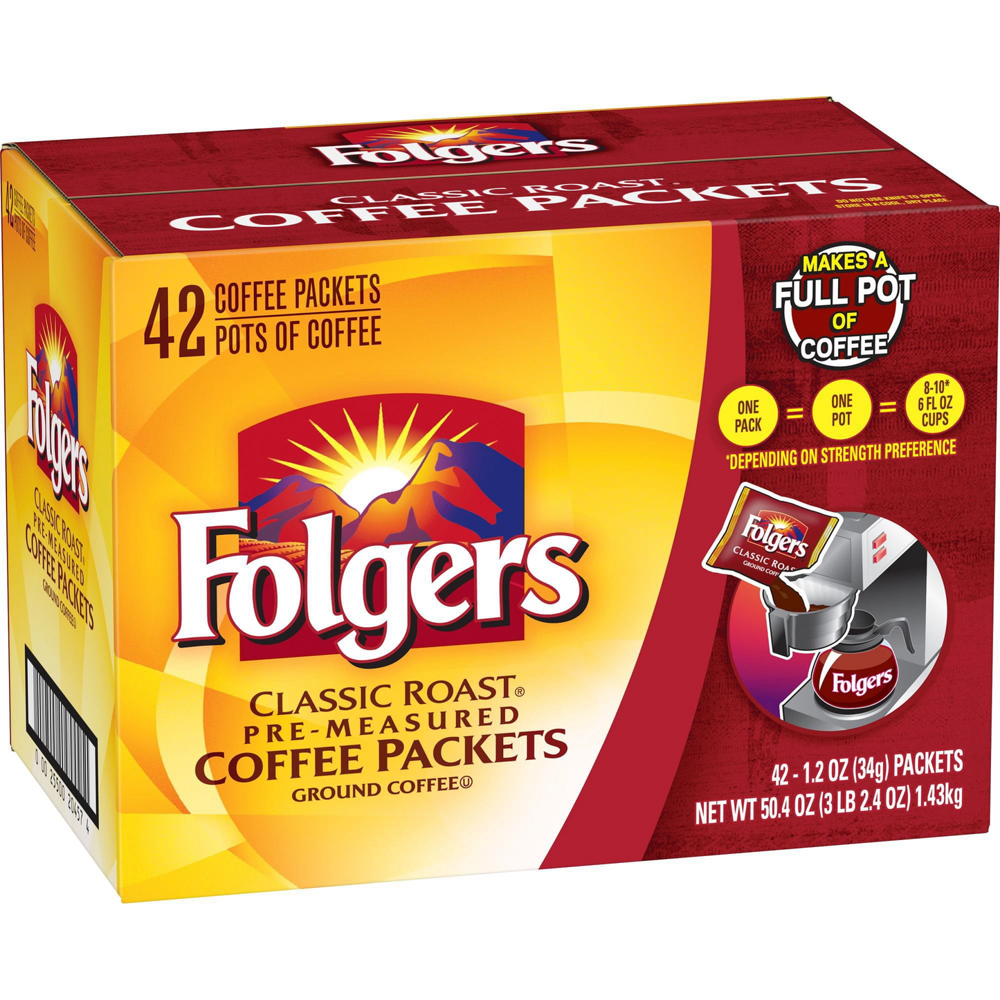 Folgers 폴저스 클래식 로스트 분쇄 포션팩 - 1.2 oz (34g) x 42개입
