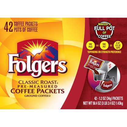 Folgers 폴저스 클래식 로스트 분쇄 포션팩 - 1.2 oz (34g) x 42개입