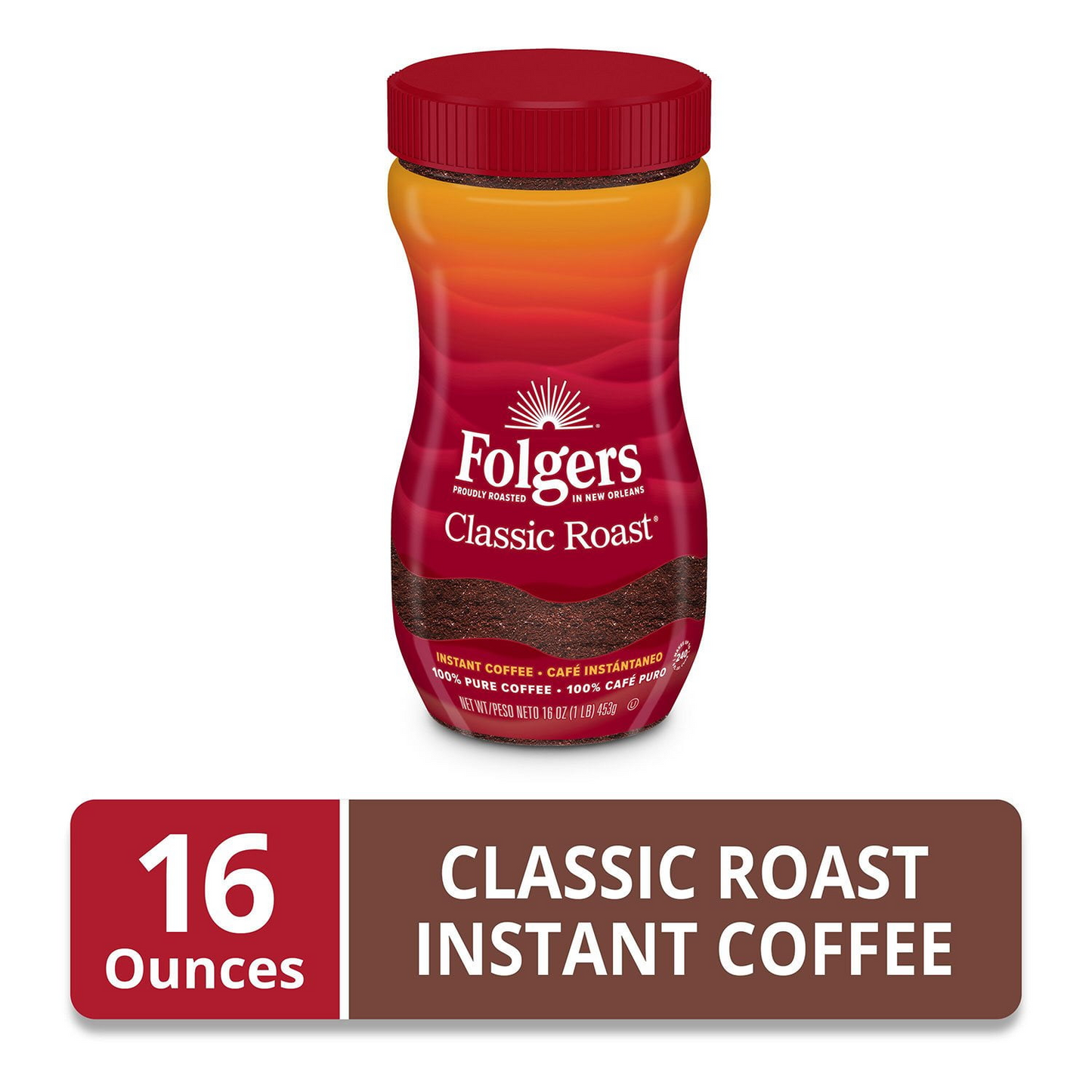 Folgers 폴저스 클래식 로스트 인스턴트 커피 - 16 oz (454g)