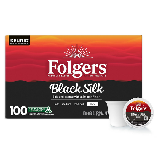 Folgers Black Silk Dark Roast Pods (K-Cup) - 100 ct
