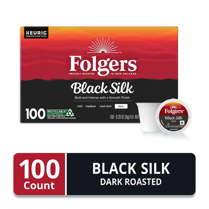 Folgers 폴저스 블랙 실크 다크 로스트 팟 (K-컵) - 100개입