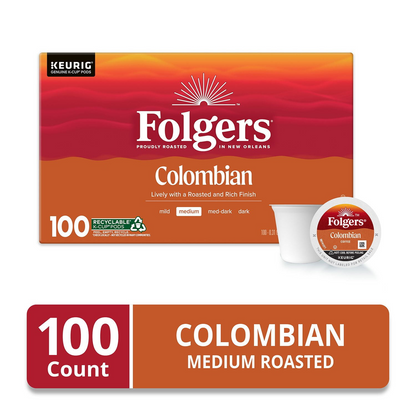 Folgers 폴저스 100% 콜롬비아 미디엄 로스트 팟 (K-컵) - 100개입