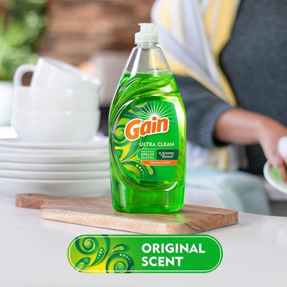 Gain Ultra Dishwashing Liquid Dish Soap - Original Scent - 38 fl oz (1124mL) × 3 Bottles