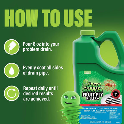 Green Gobbler Fruit Fly Goodbye Gel Drain Treatment - 128 fl oz (3785mL)