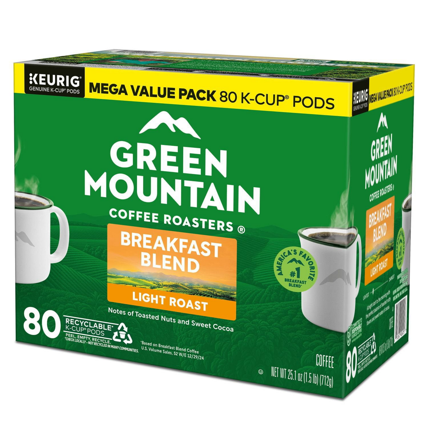 Green Mountain Breakfast Blend Light Roast Pods (K-Cup) - 80 ct