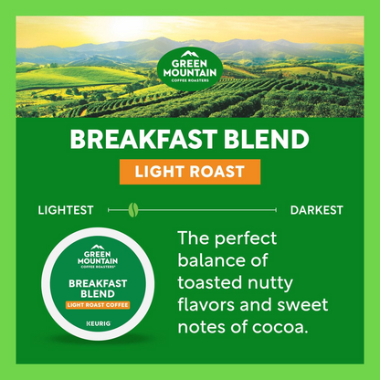 Green Mountain Breakfast Blend Light Roast Pods (K-Cup) - 80 ct