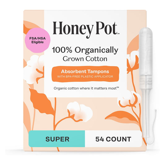 The Honey Pot 허니팟 유기농 순면 탐폰 - 슈퍼 - 무향 - 54개입