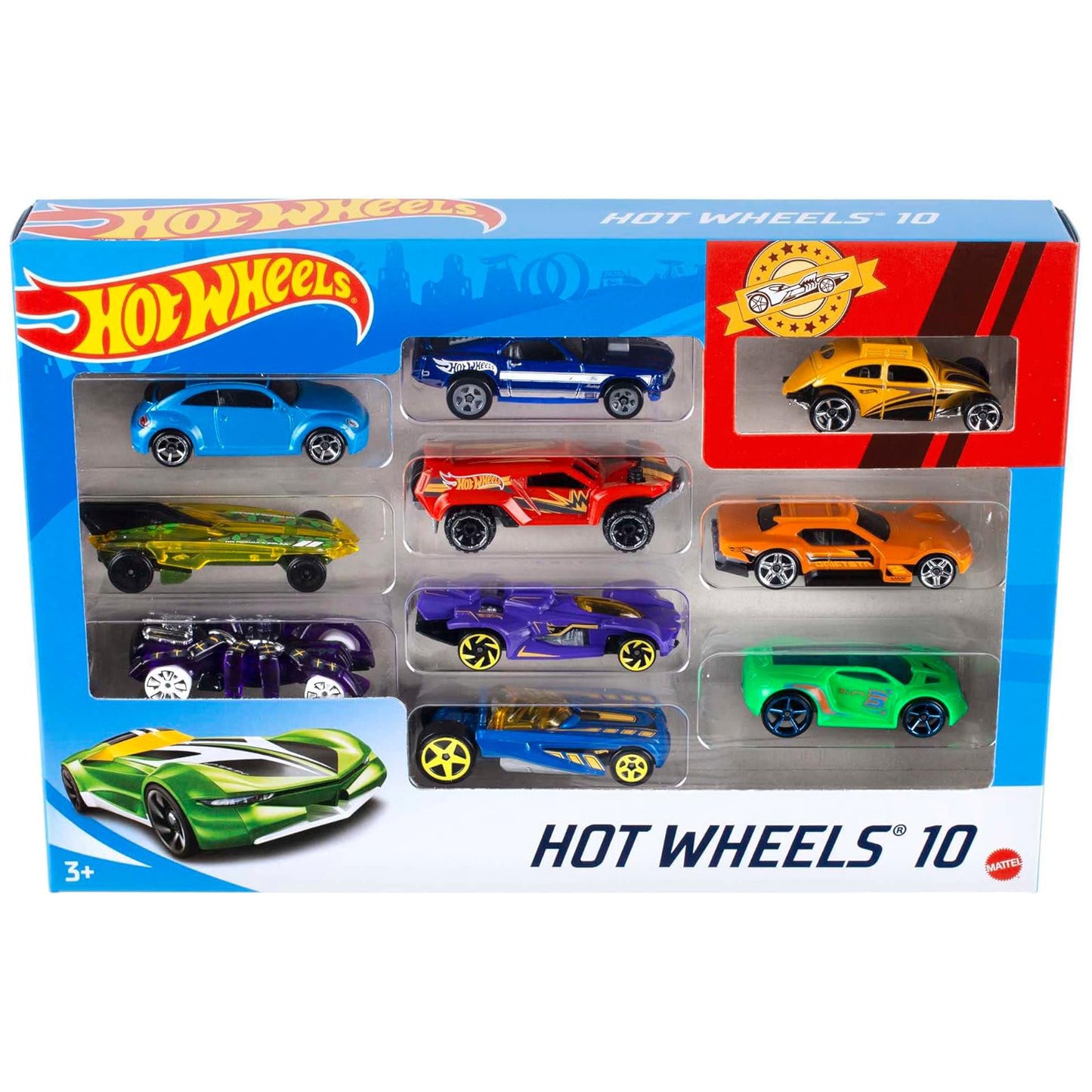 Hot Wheels 핫휠 1:64 스케일 다이캐스트 미니카 10종 세트 어린이·컬렉터용 (스타일 랜덤, 3세 이상)