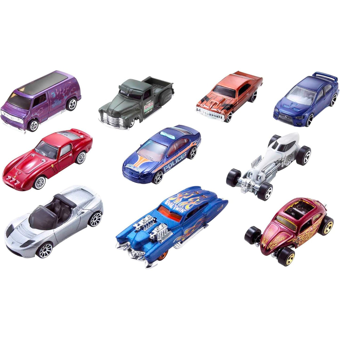 Hot Wheels 핫휠 1:64 스케일 다이캐스트 미니카 10종 세트 어린이·컬렉터용 (스타일 랜덤, 3세 이상)