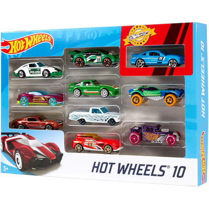 Hot Wheels 핫휠 1:64 스케일 다이캐스트 미니카 10종 세트 어린이·컬렉터용 (스타일 랜덤, 3세 이상)