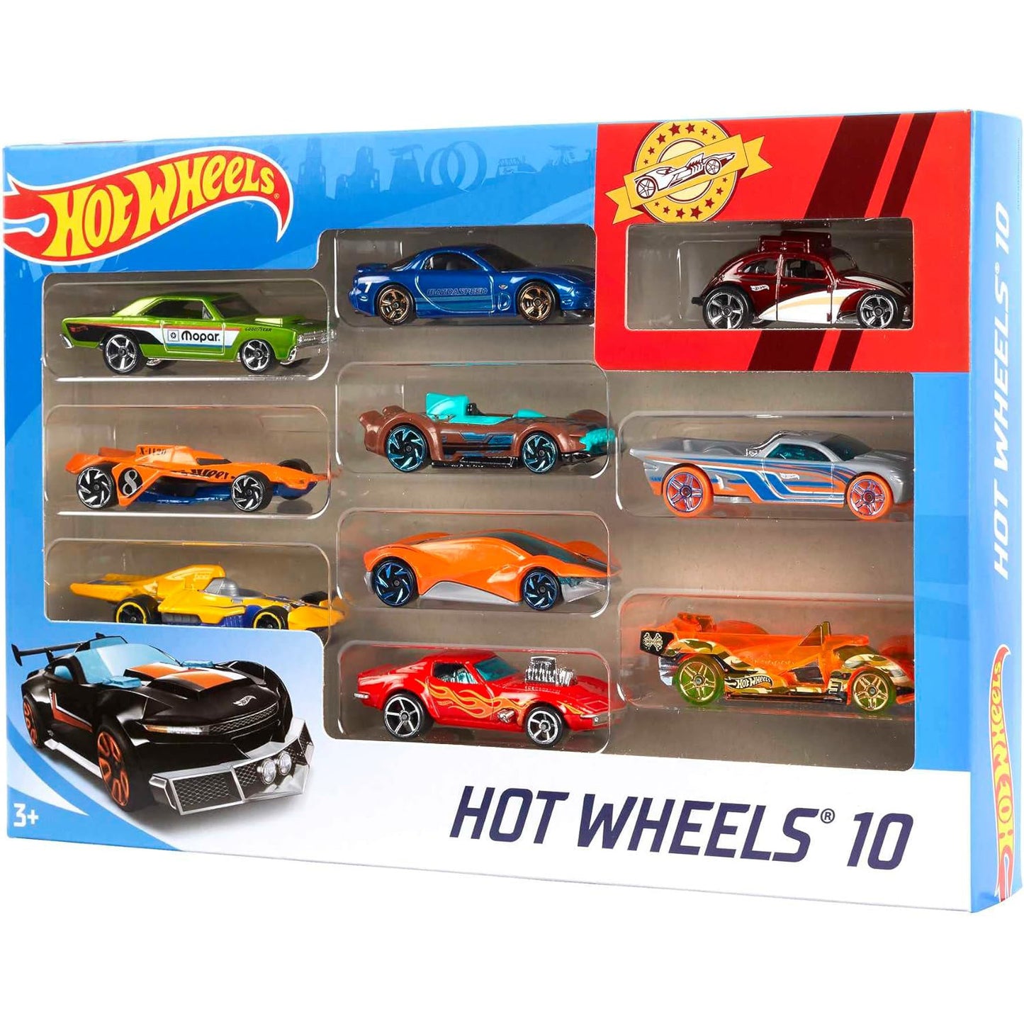 Hot Wheels 핫휠 1:64 스케일 다이캐스트 미니카 10종 세트 어린이·컬렉터용 (스타일 랜덤, 3세 이상)