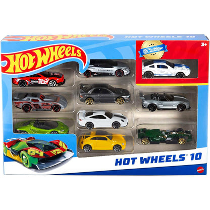 Hot Wheels 핫휠 1:64 스케일 다이캐스트 미니카 10종 세트 어린이·컬렉터용 (스타일 랜덤, 3세 이상)
