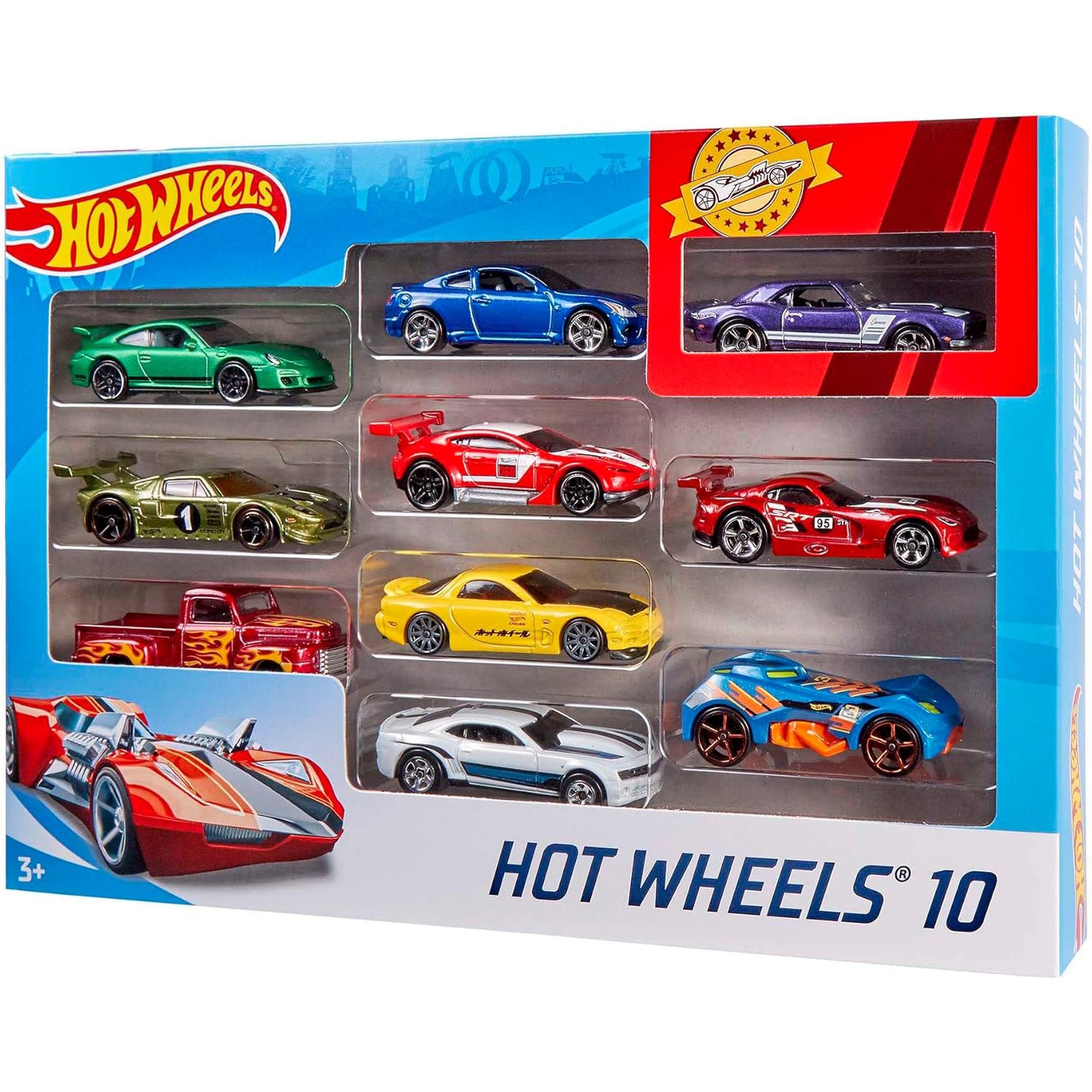 Hot Wheels 핫휠 1:64 스케일 다이캐스트 미니카 10종 세트 어린이·컬렉터용 (스타일 랜덤, 3세 이상)