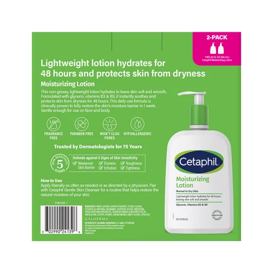 Cetaphil 세타필 모이스처라이징 로션 — 나이아신아마이드, 48시간 보습