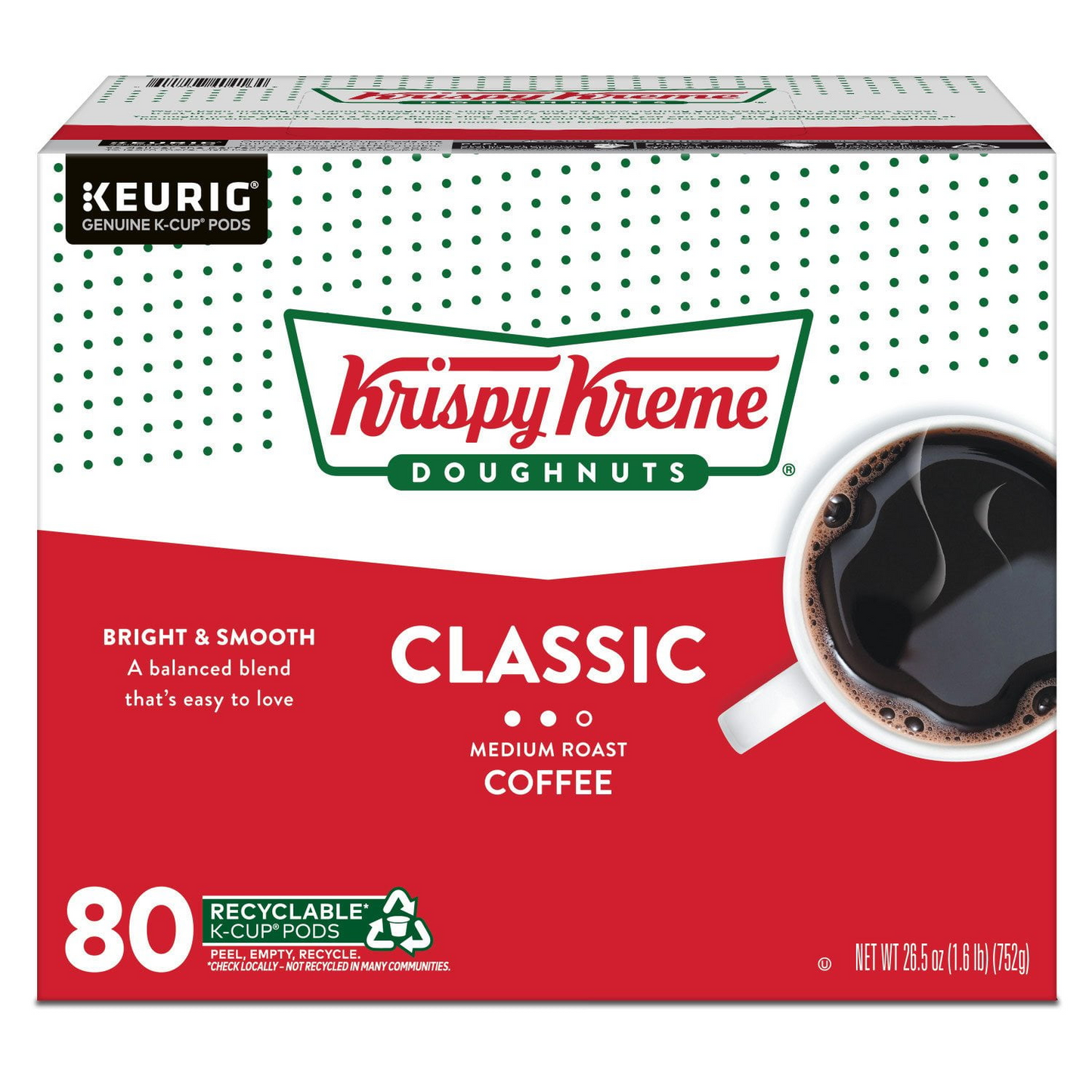 Krispy Kreme Classic Medium Roast Pods (K-Cup) - 80 ct