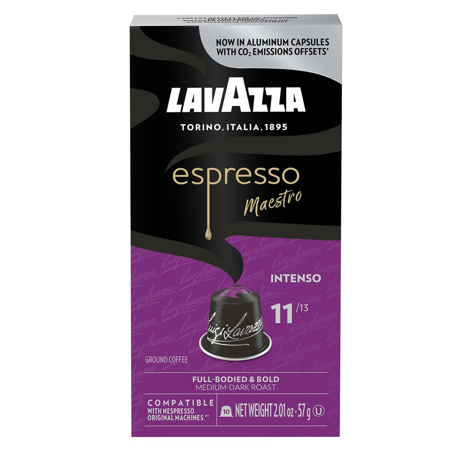 Lavazza Espresso Maestro Inteso Medium-Dark Roast Capsules (Nespresso Original) - 60 ct