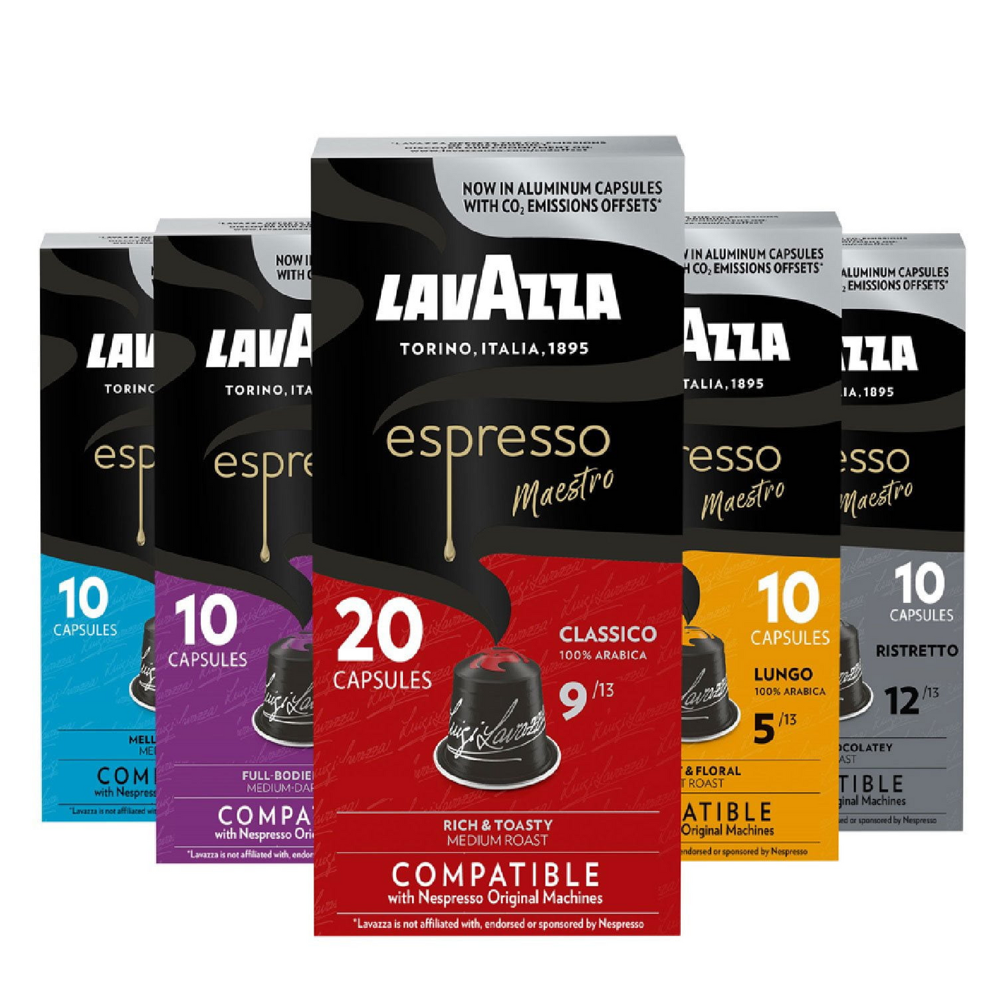 Lavazza Espresso Maestro Multi-Roast Variety Pack Capsules (Nespresso Original) - 60 ct